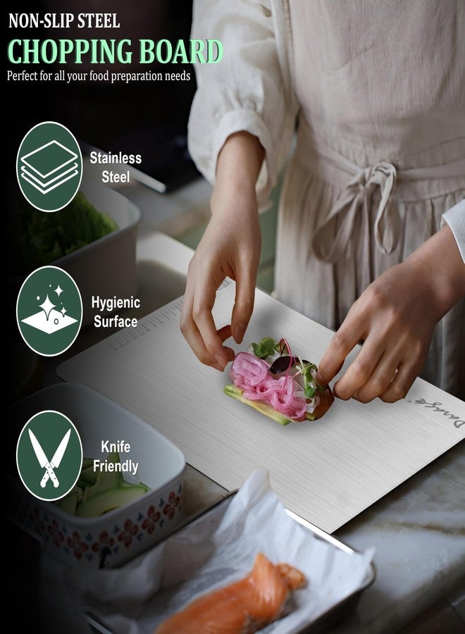 Parage Stainless Steel Countertop Chopping Board with Lip for Kitchen & Professional Use Large 41 x 31 CM | L-Shape Cutting Board for Meat, Fruit Cutter, Vegetable Chopper | Heavy Duty & Rust Free - Image 2